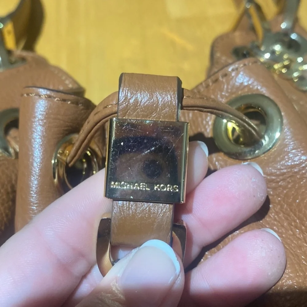 Michael Kors BROWN Shoulder Boho Bag. Skorpios Large Drawstring Shoulder Bag - Picture 5 of 12